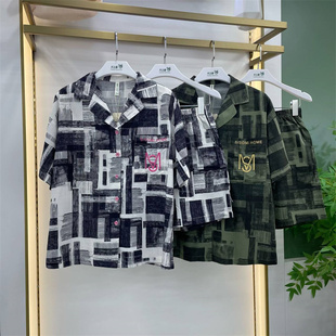 天竺棉印花翻领时尚 新款 家居服DB25228 随棉睡衣女士夏季 专柜同款