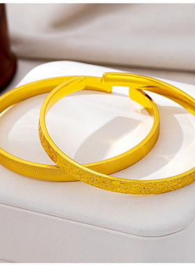 沙金镀金手镯女仿真黄金实心镯子