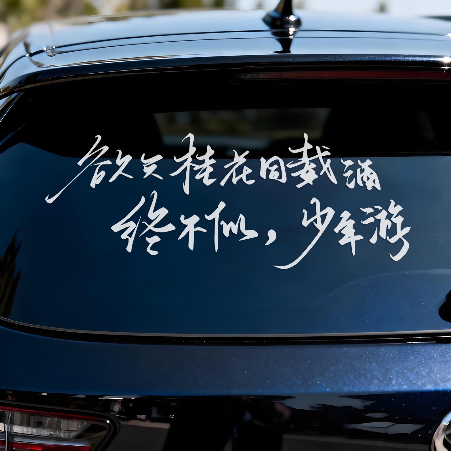 网红励志车后窗个性创意风文字欲买桂花同载酒车贴高级感汽车贴纸