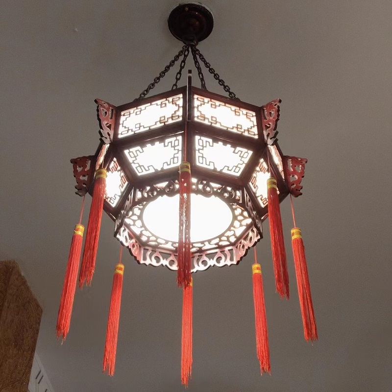 古典中式八角宫灯吊灯中国风宫廷实木古建筑寺庙祠堂灯具门头户外
