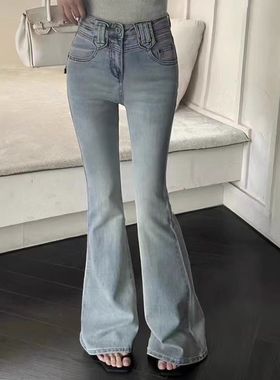 【春春专享】5/1弹力修身显瘦百搭拖地喇叭裤  88586