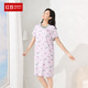 夏季 套头可外穿短袖 薄睡衣女3J316 红豆女士50S莫代尔睡裙女款 正品