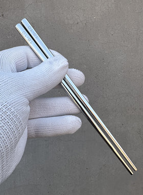 出口单18-10不锈钢儿童筷子学生短款筷子家用方管防烫筷子18.5cm
