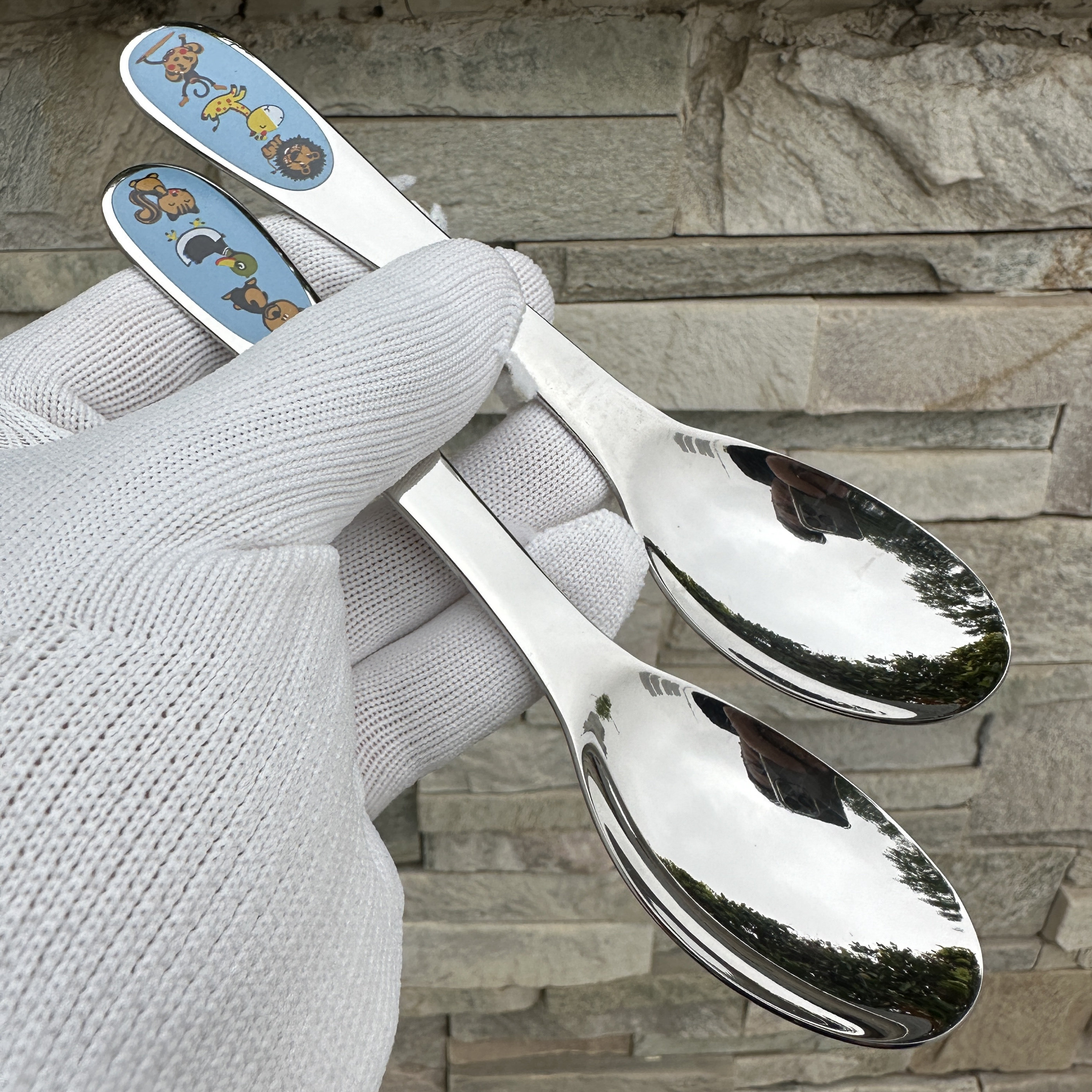 卡通图案18-10不锈钢西餐具儿童饭勺学生汤勺幼儿园宝宝辅食勺