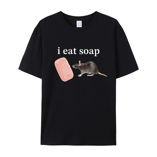 I EAT SOAP老鼠图案印花时尚短袖夏季爆卖款式棉质圆领T恤男女Tee
