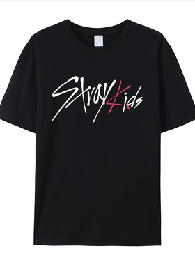 stray kids 演唱会专辑同款经典官方logoT恤衫 男女同款百搭短袖