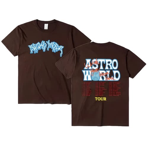 Travis Scott Cactus Jack闪电涂鸦印花夏季潮流休闲宽松潮男短袖