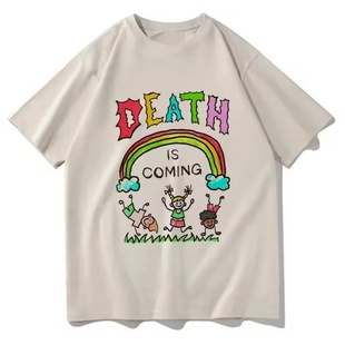 可爱时尚 Death Coming 情侣打底衫 网红款 T恤男女夏季 印花短袖