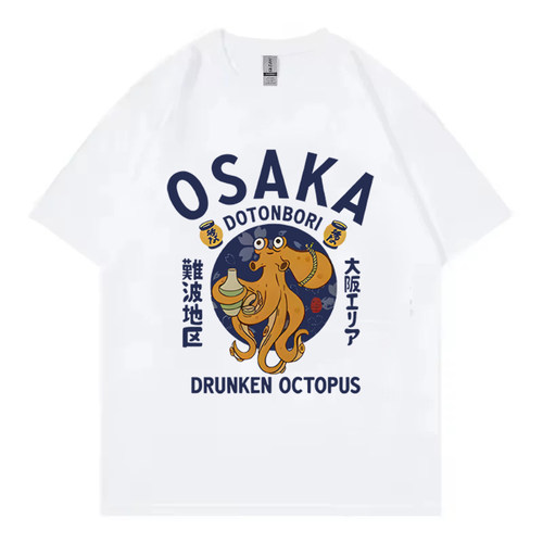 Osaka Dotonbori Drunken Octopus大阪道顿堀醉酒章鱼短袖T恤男女
