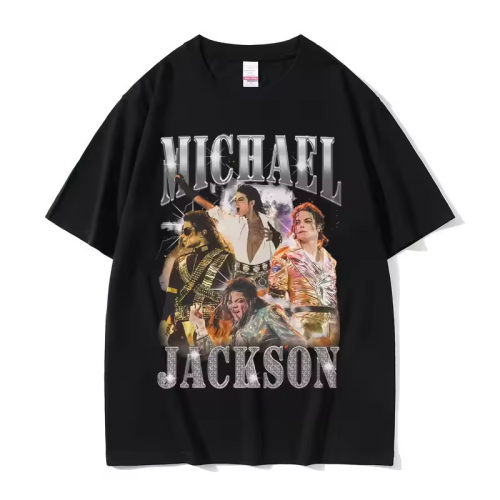Michael Jackson迈克杰克逊短袖T恤男印花复古高街美式宽松半截袖