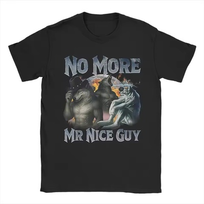 No More Mr Nice Guy Funny Alpha Wolf狼人图案短袖T恤男女上衣