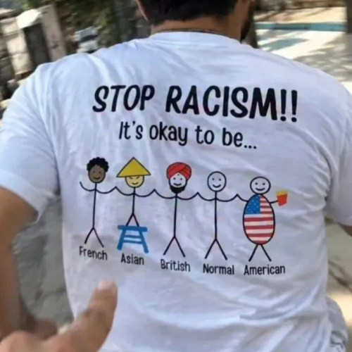 世界人民大团结标语短袖男女 STOP RACISM Its okay to be纯棉T恤