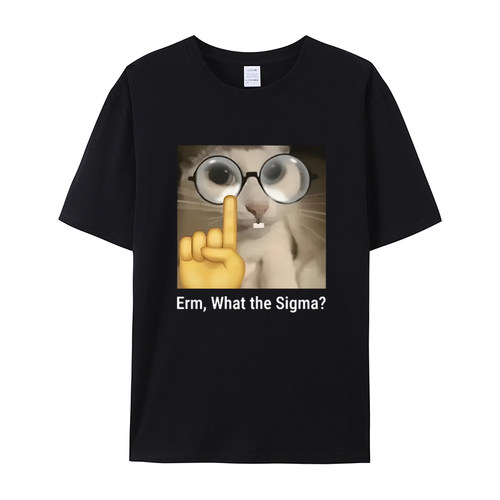 Erm, what Sigma?有趣的表情包t恤男女愚蠢的猫幽默印花时尚短袖