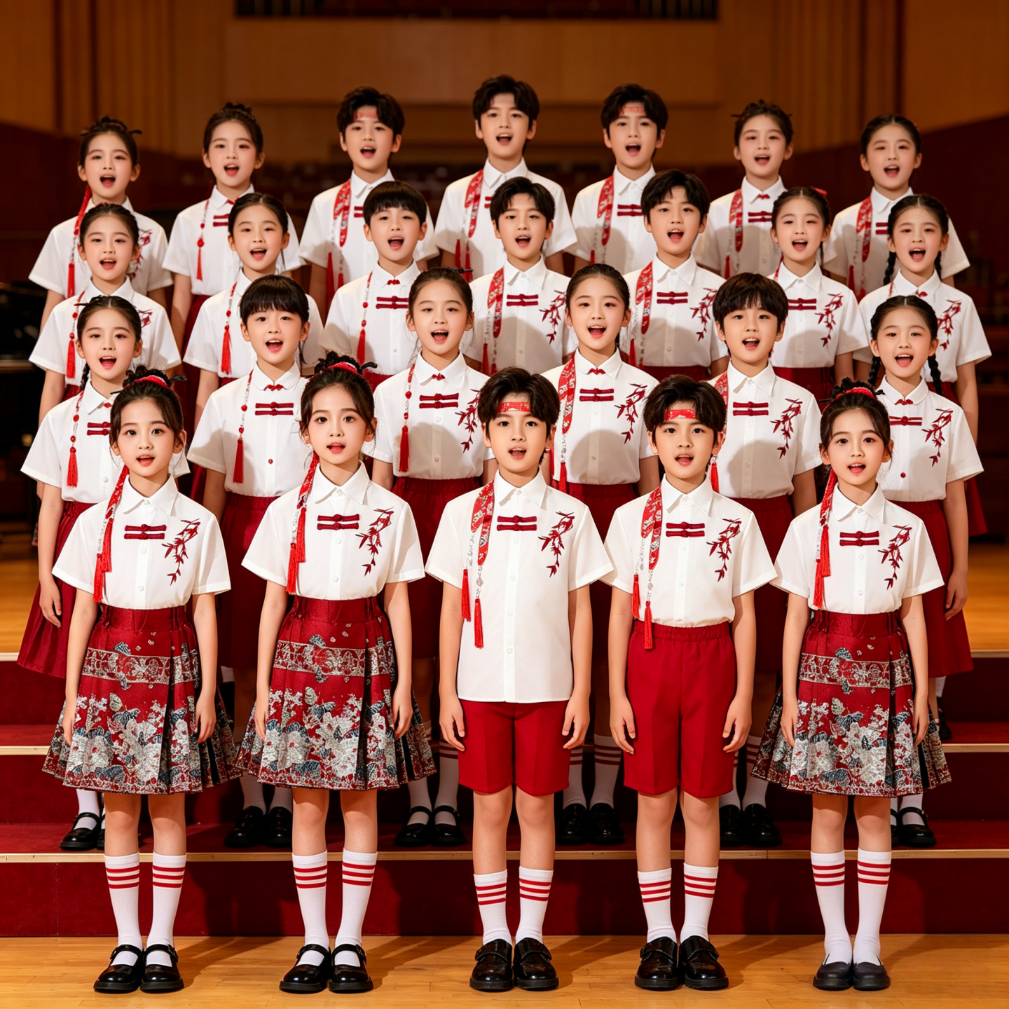 六一儿童中国风演出服小学生合唱服国学新中式红歌诗朗诵服装国潮
