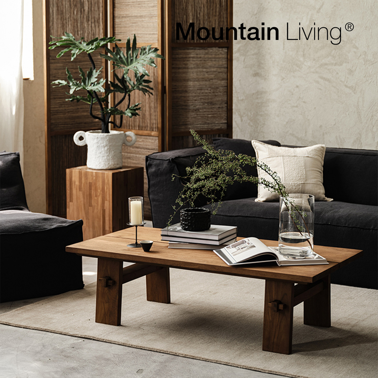 MountainLiving进口老柚木家具纯实木茶几客厅家用茶桌茶台中古风