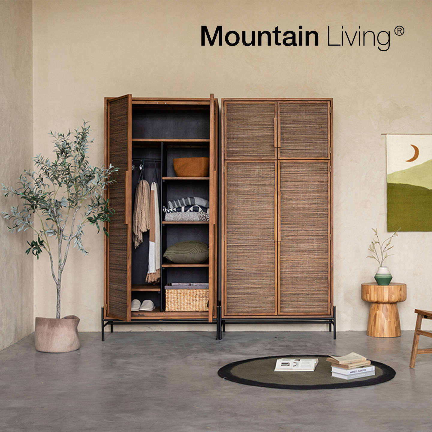 Mountain Living进口老柚木家具实木衣柜成品卧室家用东南亚风格