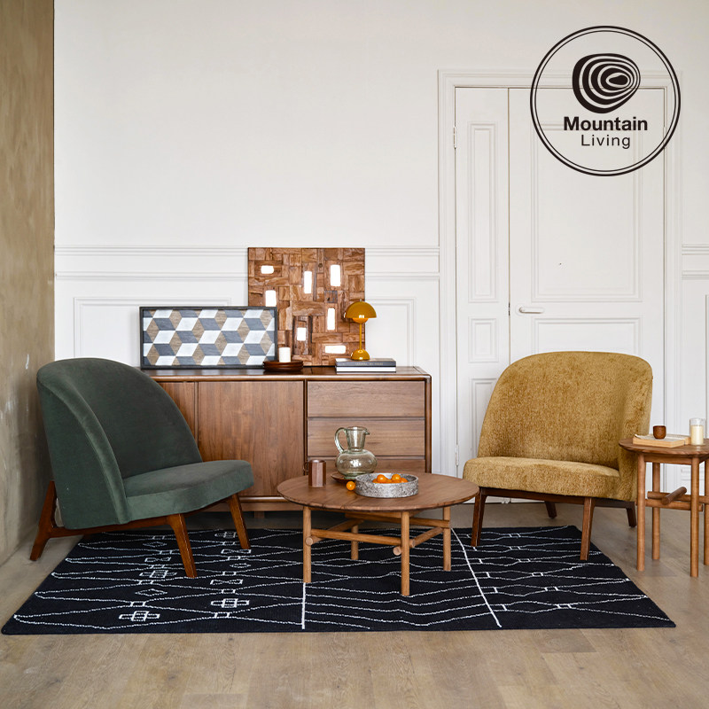 Mountain Living橡木实木家具休闲椅单人沙发椅小型中古高端绿色