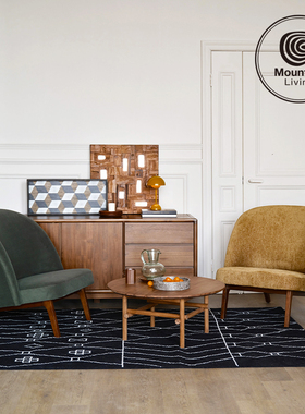 Mountain Living橡木实木家具休闲椅单人沙发椅小型中古高端绿色