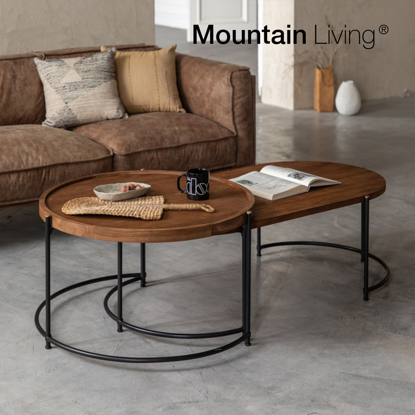 MountainLiving进口老柚木家具茶几客厅家用茶桌中古风茶台小户型