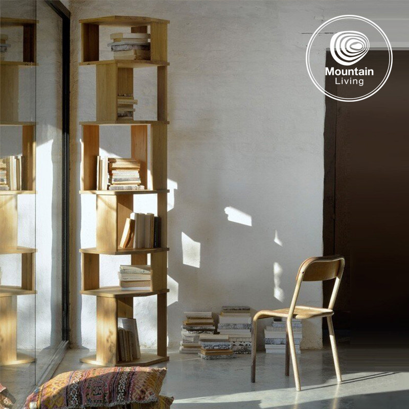 Mountain Living进口白橡木家具纯实木书架一体靠墙落