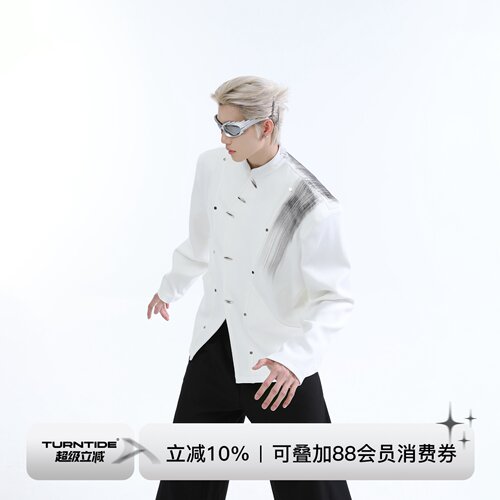 TURNTIDE 国风新中式泼墨立领金属装饰西服外套 街头潮流百搭西装