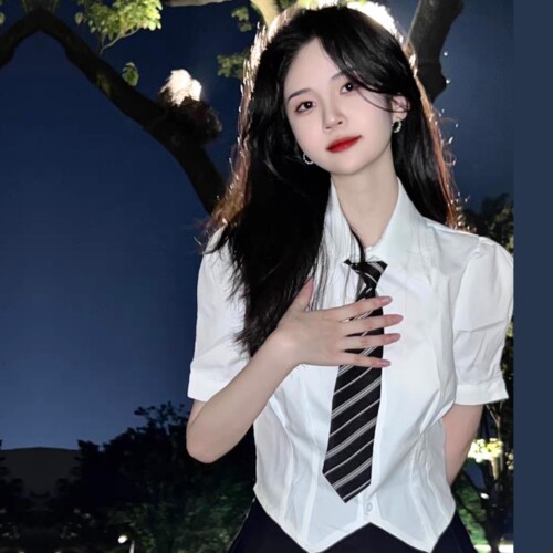 JK制服套装收腰衬衫女短袖学院风