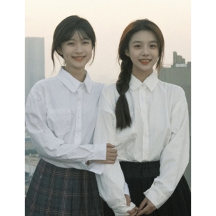 衬衣班服套装 日系学院风学生上衣奶白色打底短袖 女 长袖 基础jk衬衫
