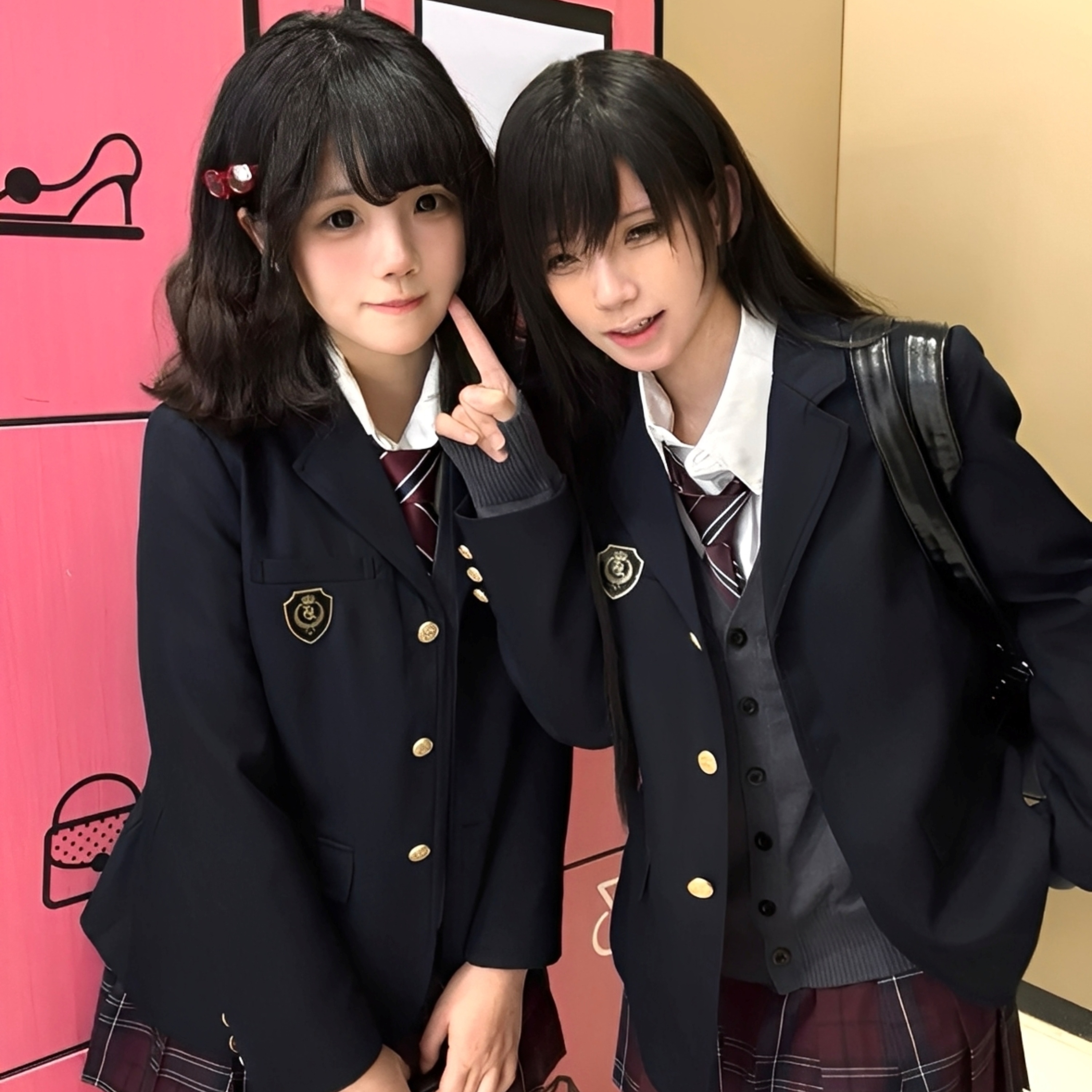 原创学院风jk制服西装女秋冬日系校供感三粒扣多色黑西服百搭外套