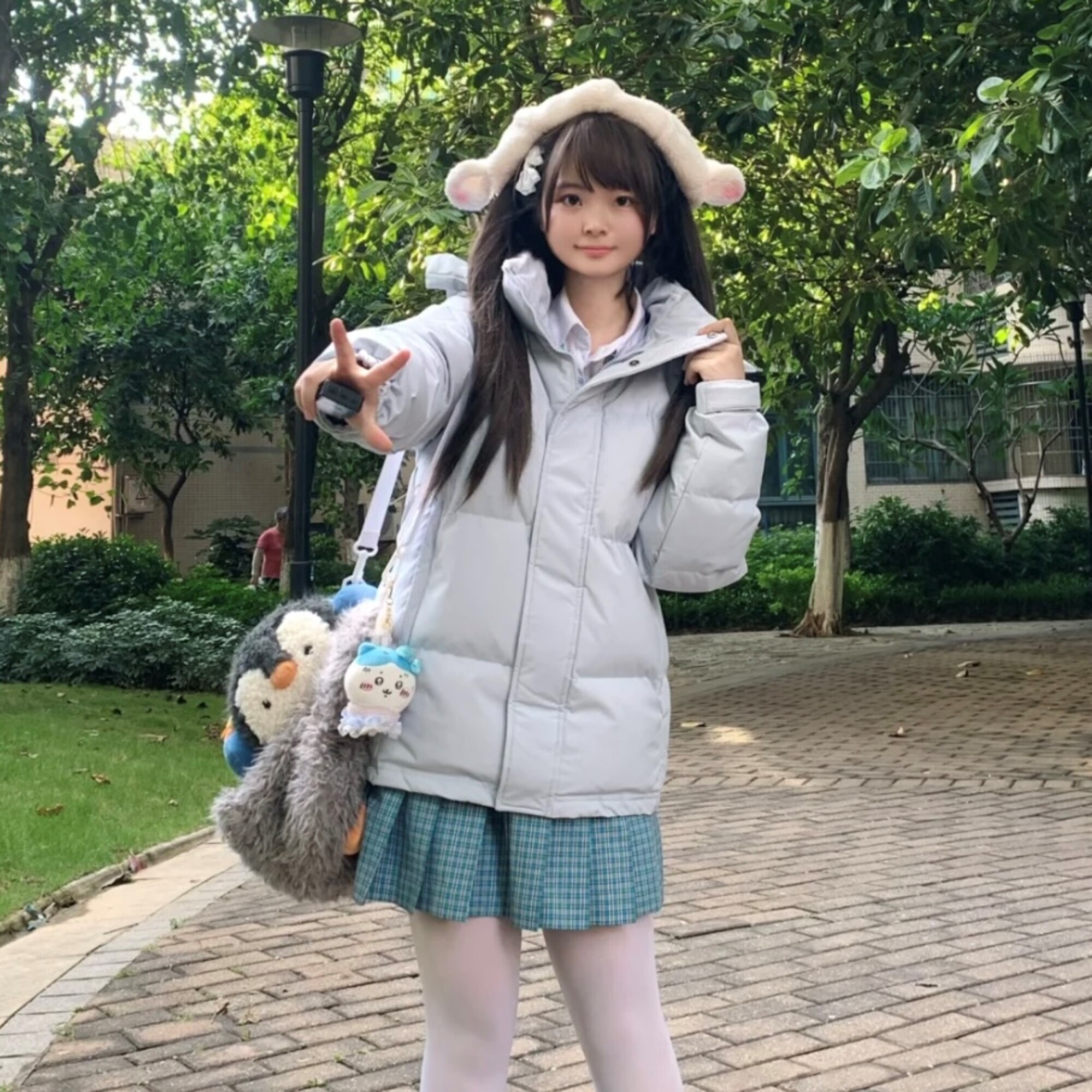 2026冬季新款学院风奶蓝色羽绒棉服女加厚棉衣棉袄小个子宽松外套