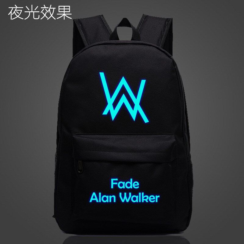 夜光艾伦沃克书包男学生嘉豪同款背包女Alan Walker帆布双肩包bf