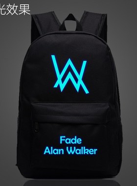 夜光艾伦沃克书包男学生嘉豪同款背包女Alan Walker帆布双肩包bf