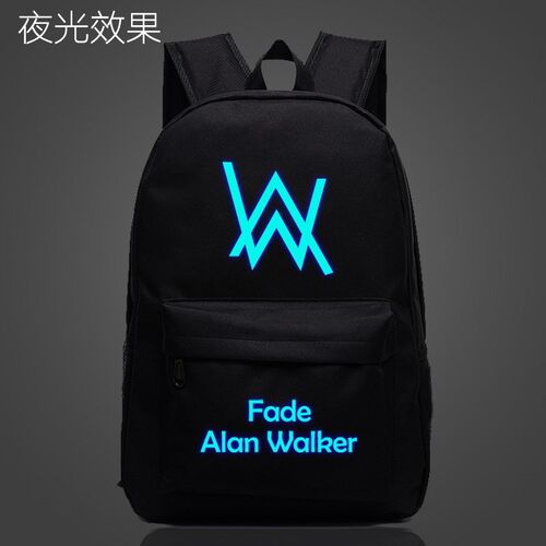 夜光艾伦沃克书包男学生嘉豪同款背包女Alan Walker帆布双肩包bf