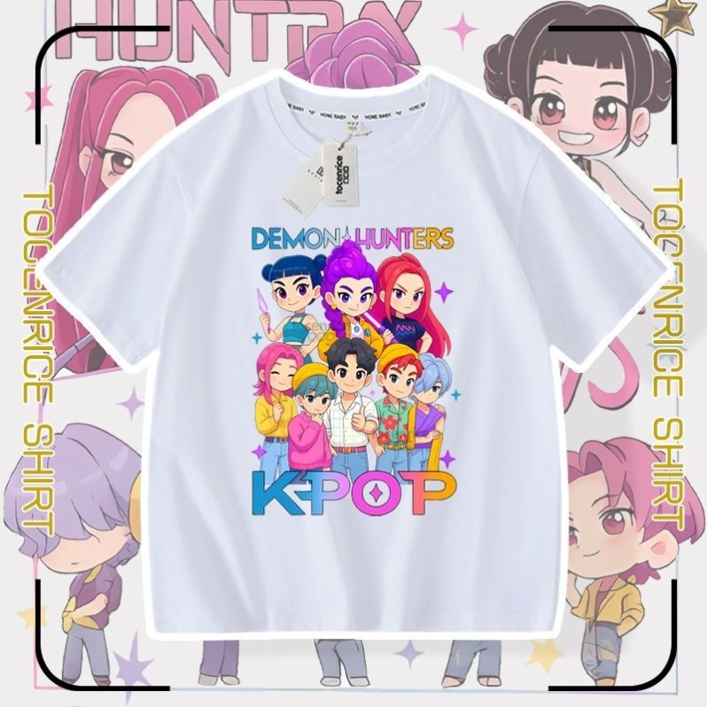 猎魔女团KPopDemonHunterssajaboys短袖T恤休闲宽松儿童上衣