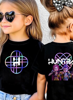 猎魔女团HUNTRX印花女童薄款t恤短袖中小童夏装韩版亲子装上衣ins