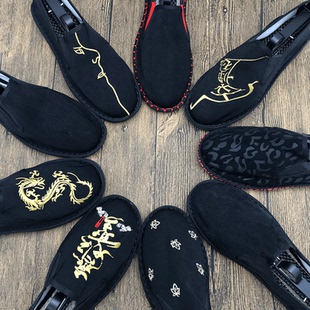 春秋新品西山花布鞋男潮老北京刺绣布鞋社会手工帆布开车休闲鞋子