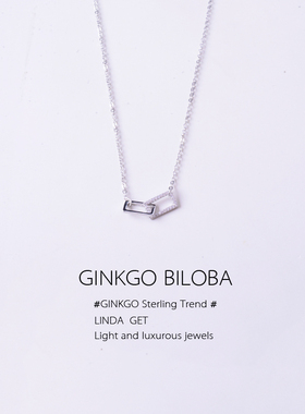 925纯银方形项链女insins冷淡风
