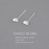 925纯银莲花耳线女小众耳环2026年新款 耳链养耳洞免摘饰品耳饰ins