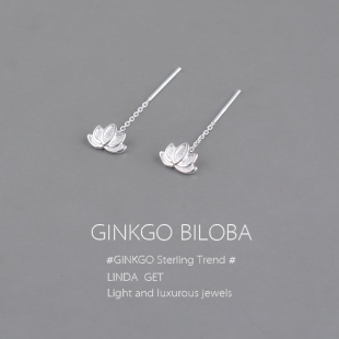 925纯银莲花耳线女小众耳环2026年新款 耳链养耳洞免摘饰品耳饰ins