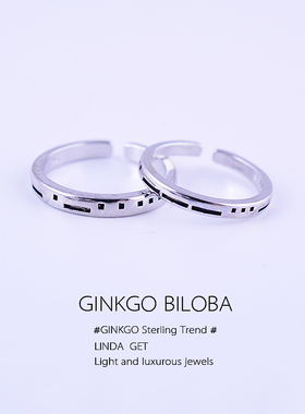 纯银摩斯密码复古开口情侣对戒