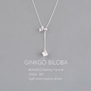 925纯银纹理方块项链配饰女长款 毛衣链小众韩系冷淡风颈链ins刻字