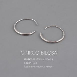 925银C形耳环女韩国气质高级网红光面耳圈ins小众2025年新款 耳钉
