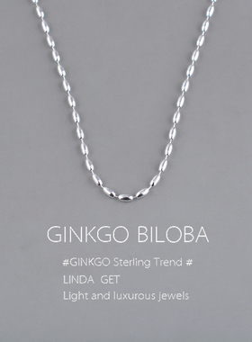 925纯银长椭圆珠橄榄形银珠项链女豆豆锁骨链简约时尚百搭颈刻字