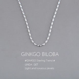 925纯银长椭圆珠橄榄形银珠项链女豆豆锁骨链简约时尚百搭颈刻字