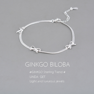 925纯银蝴蝶结蛇骨手链女款2025新款气质手串百搭甜美饰品ins刻字