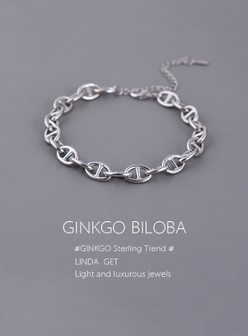 925纯银手链小猪鼻子高级