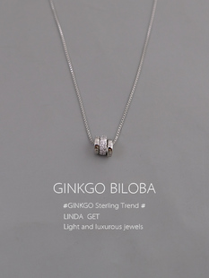 925纯银三环圆环项链罗马数字圆圈吊坠高级轻奢小众设计锁骨链ins