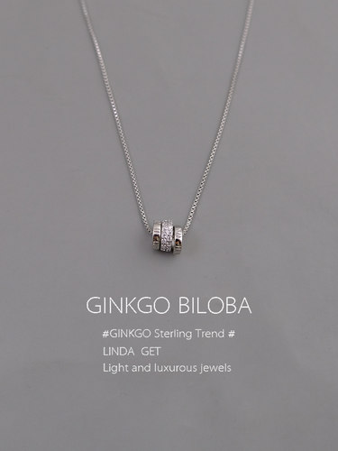 925纯银三环圆环项链罗马数字