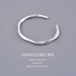 925纯银手镯莫比乌斯手环女简约刻字小众高级轻奢时尚手链饰品ins