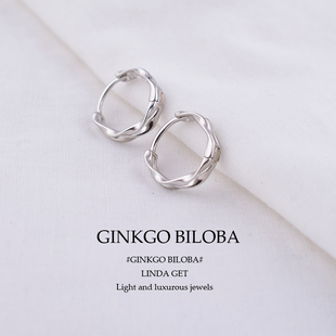 925纯银耳扣极简主义不规则扭曲夏耳饰2023年新款 耳钉网红耳环女