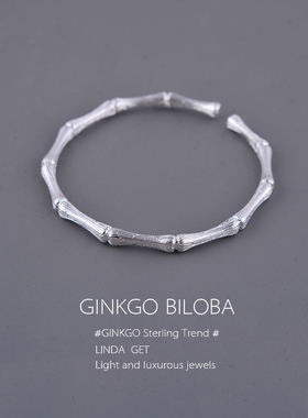 纯银手镯竹节开口年轻款民族风